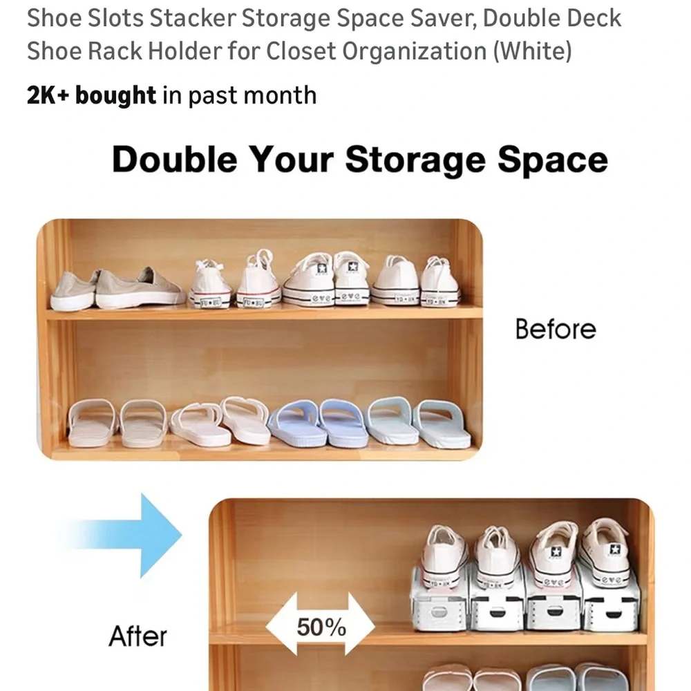 Set of 14 Adjustable Shoe Slot Organizers